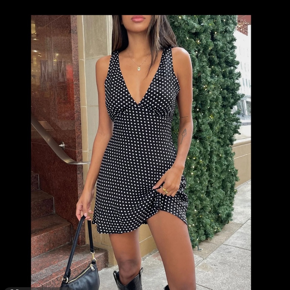 Black mini polka dot dress